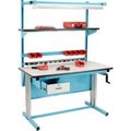 Pro Line Global Industrial„¢ Bench-In-A-Box Ergonomic Workbench, Plastic Laminate Top, 60"Wx30"D, Blue BIB15